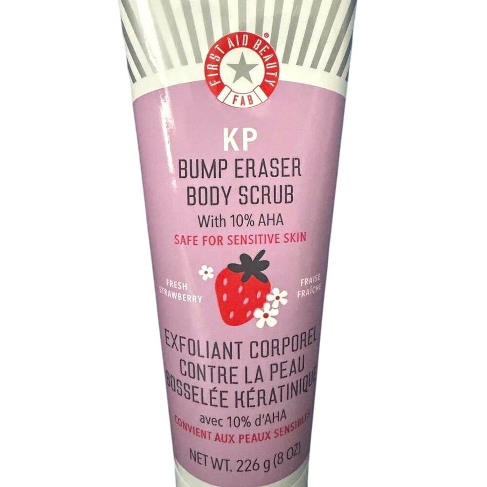 First Aid Beauty KP Bump Eraser Body Scrub Fresh Strawberry 8 oz 10% AHA